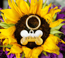 Load image into Gallery viewer, Gold and White Dog Tag
